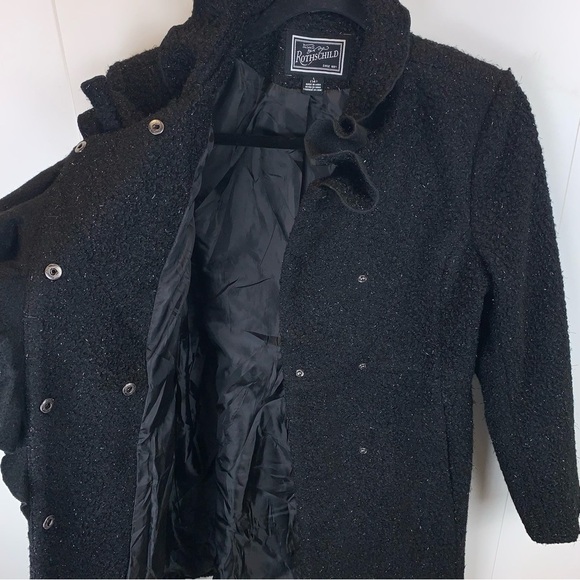 Rothschild Black Sparkly Faux Persian Lamb Ruffle Collar Girl's Coat  sz 14 - Picture 3 of 10
